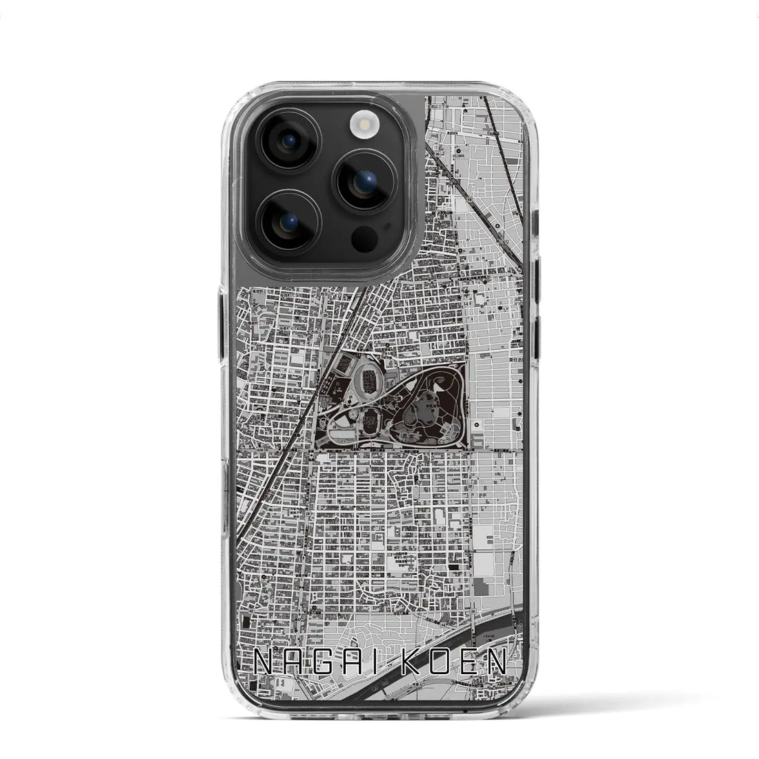 【長居公園（大阪府）】地図柄iPhoneケース（MagSafeタイプ）
