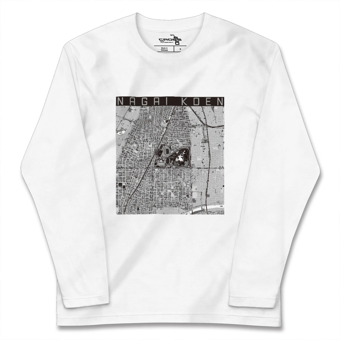 【長居公園(大阪府)】地図柄ロングスリーブTシャツ