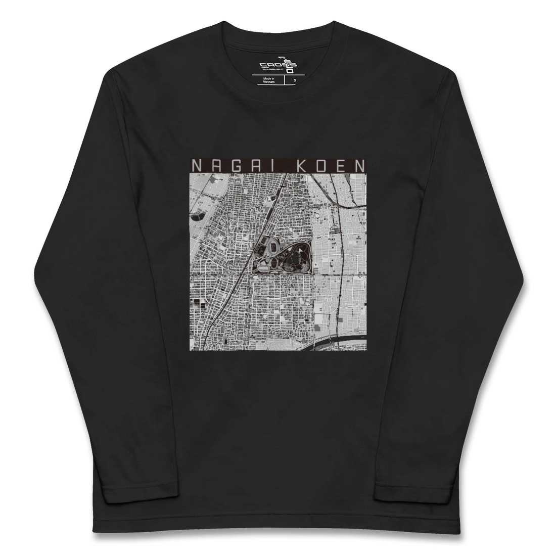 【長居公園(大阪府)】地図柄ロングスリーブTシャツ