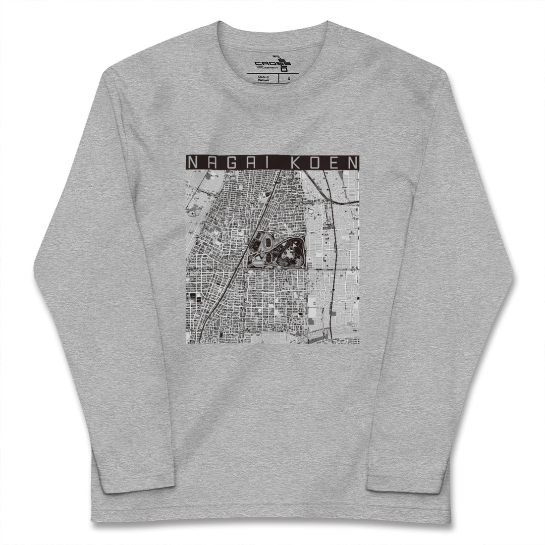 【長居公園（大阪府）】地図柄ロングスリーブTシャツ