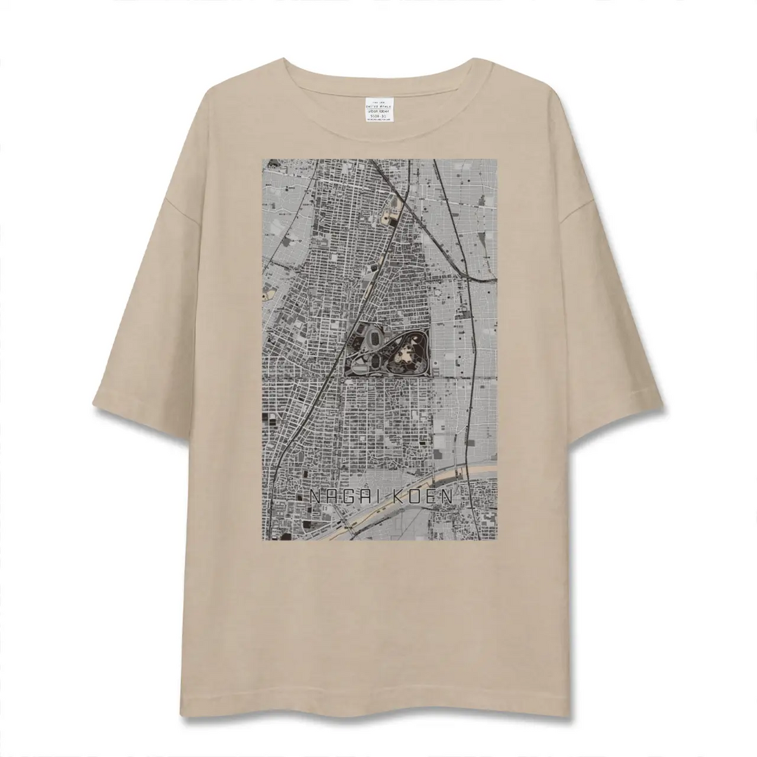 【長居公園(大阪府)】地図柄ビッグシルエットTシャツ
