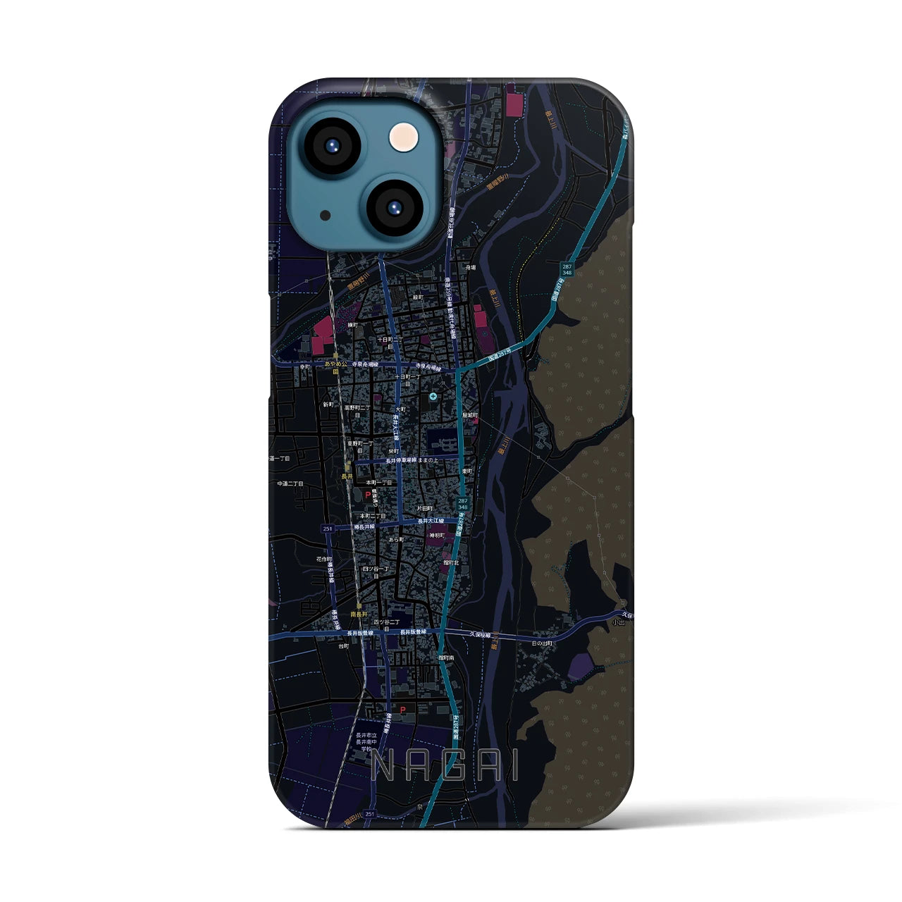 【長井（山形県）】地図柄iPhoneケース（バックカバータイプ）