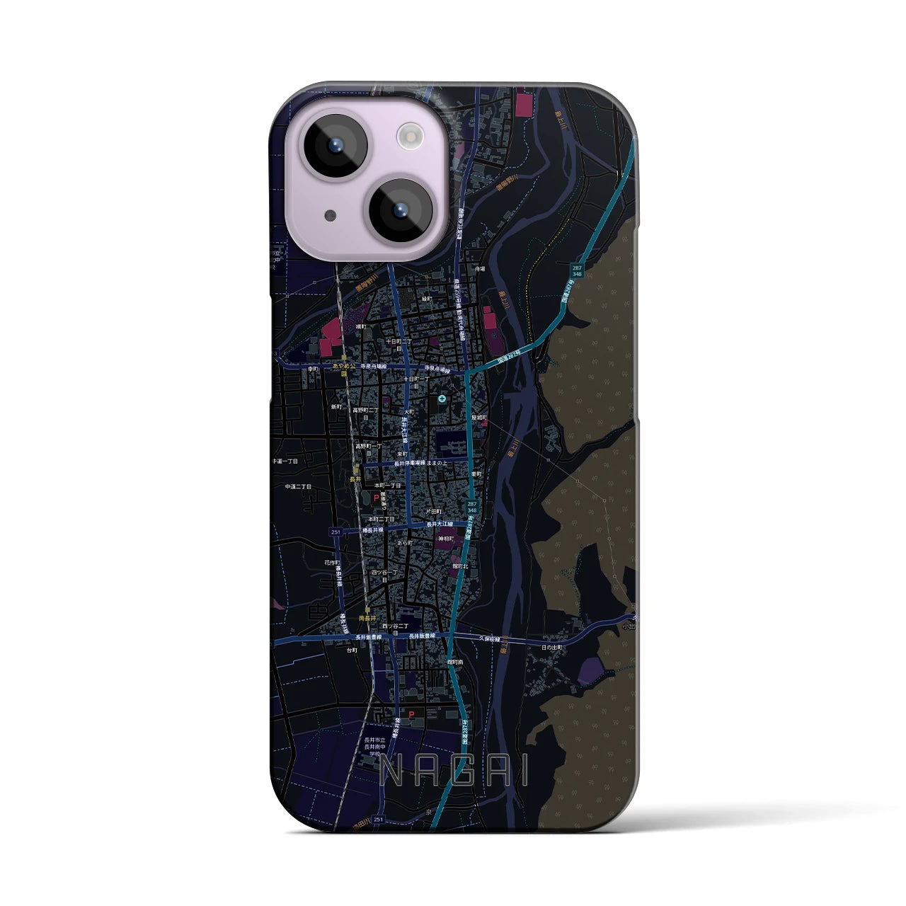 【長井（山形県）】地図柄iPhoneケース（バックカバータイプ）