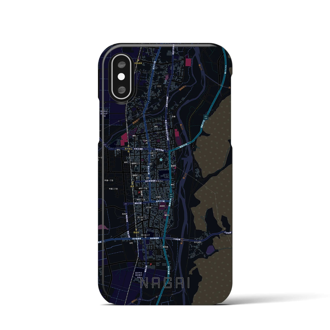 【長井（山形県）】地図柄iPhoneケース（バックカバータイプ）