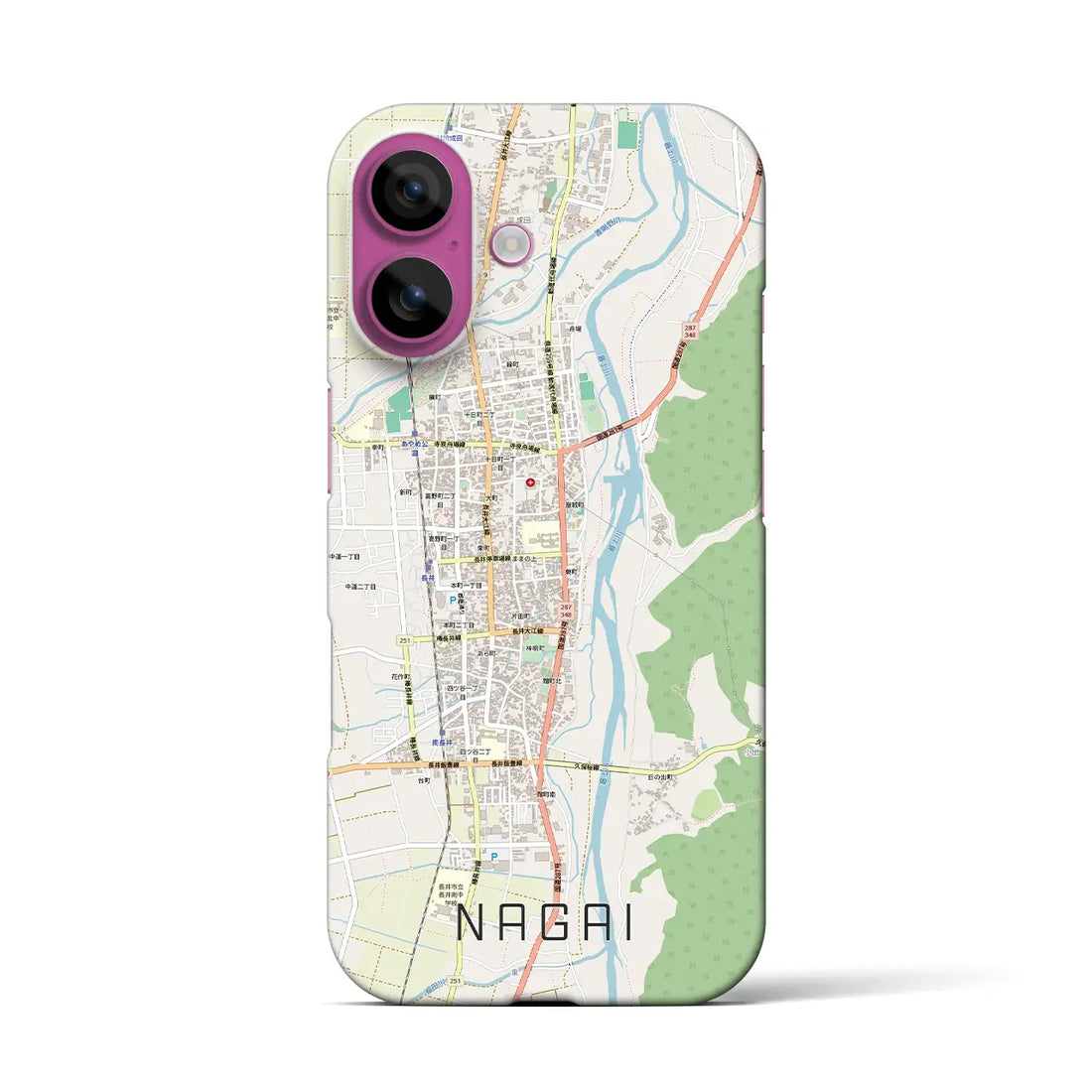【長井（山形県）】地図柄iPhoneケース（バックカバータイプ）ナチュラル・iPhone 16 Pro Max 用