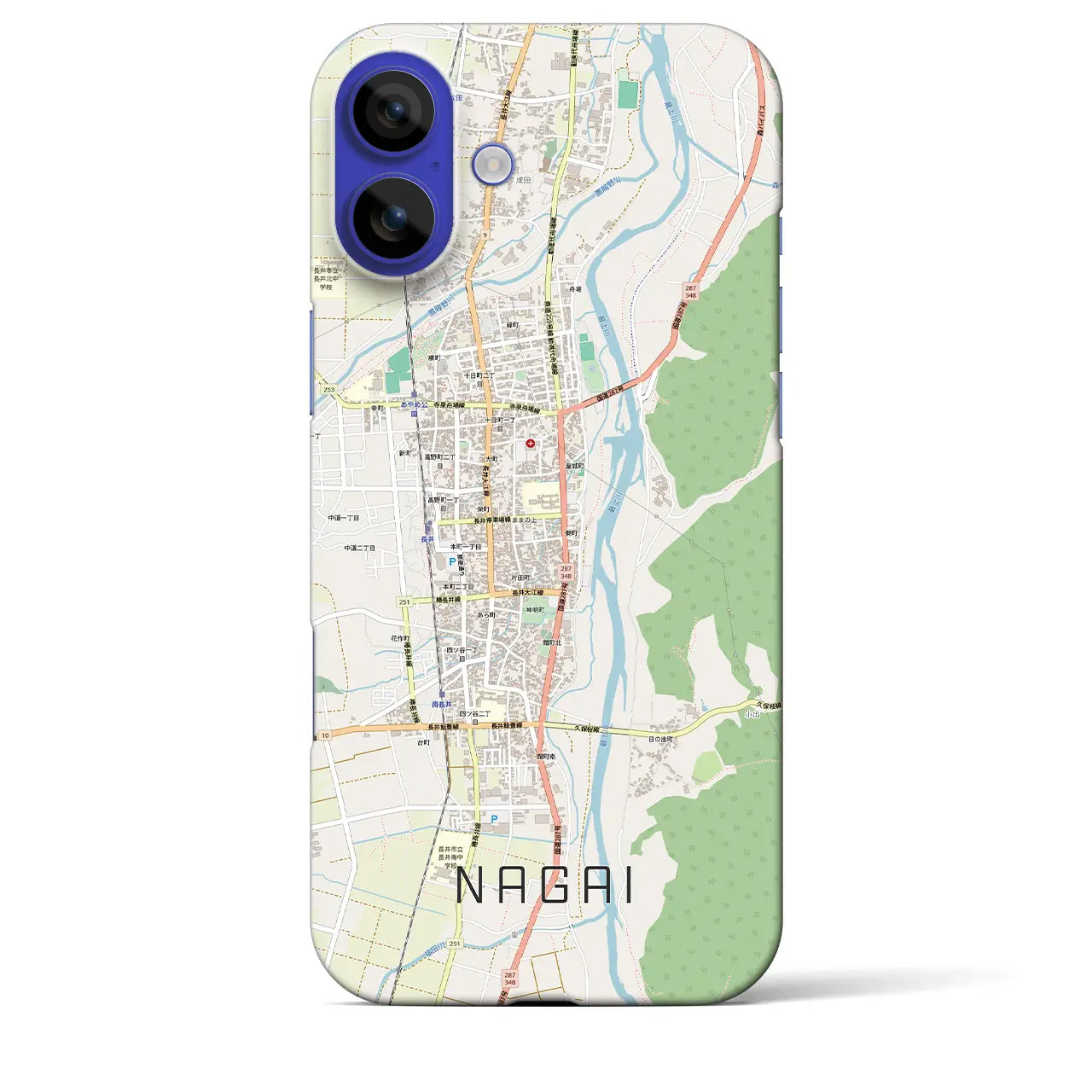 【長井（山形県）】地図柄iPhoneケース（バックカバータイプ）ブラック・iPhone 16 Pro Max 用