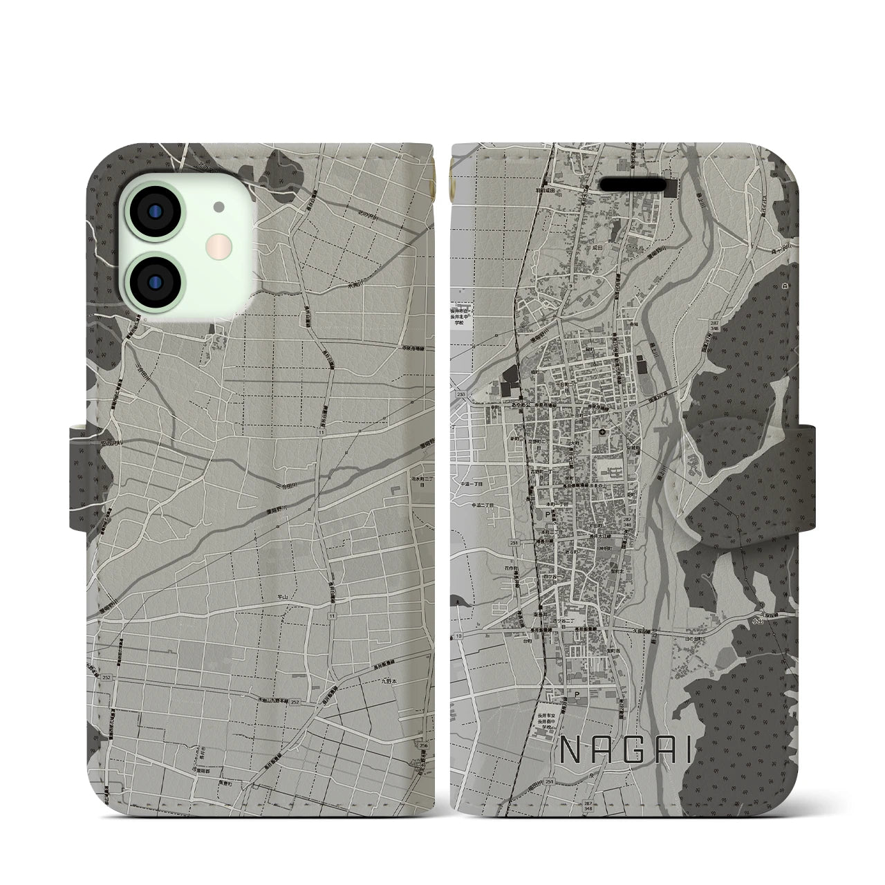 【長井（山形県）】地図柄iPhoneケース（手帳タイプ）