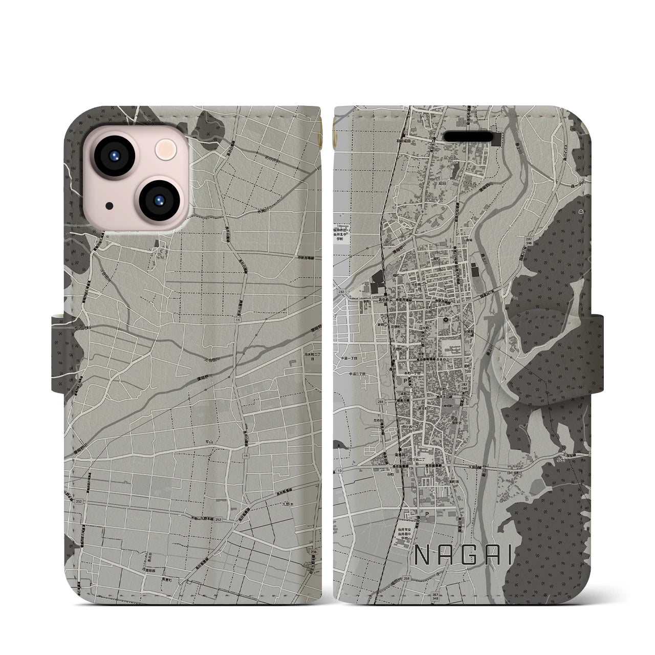 【長井（山形県）】地図柄iPhoneケース（手帳タイプ）
