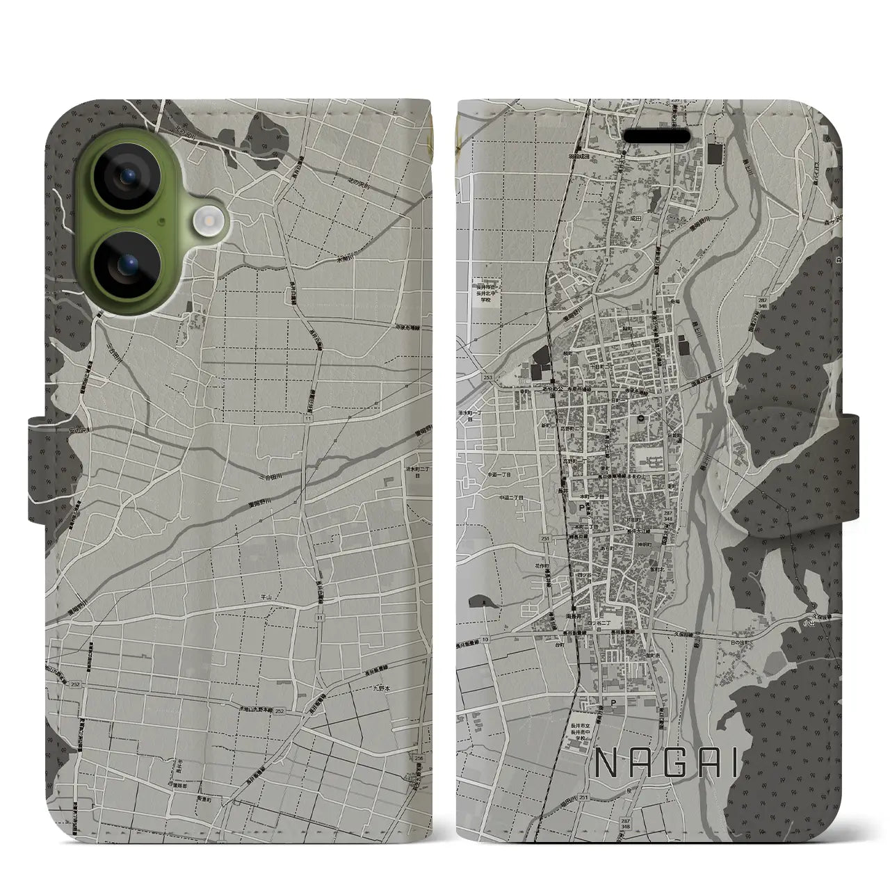 【長井（山形県）】地図柄iPhoneケース（手帳タイプ）