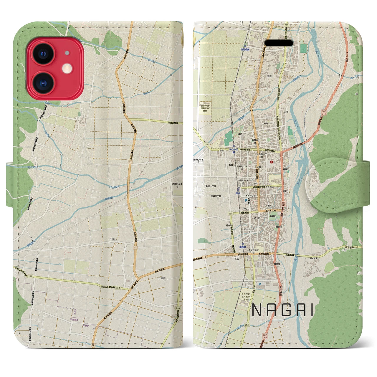 【長井（山形県）】地図柄iPhoneケース（手帳タイプ）