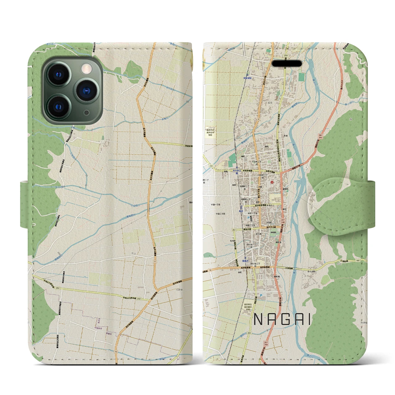 【長井（山形県）】地図柄iPhoneケース（手帳タイプ）