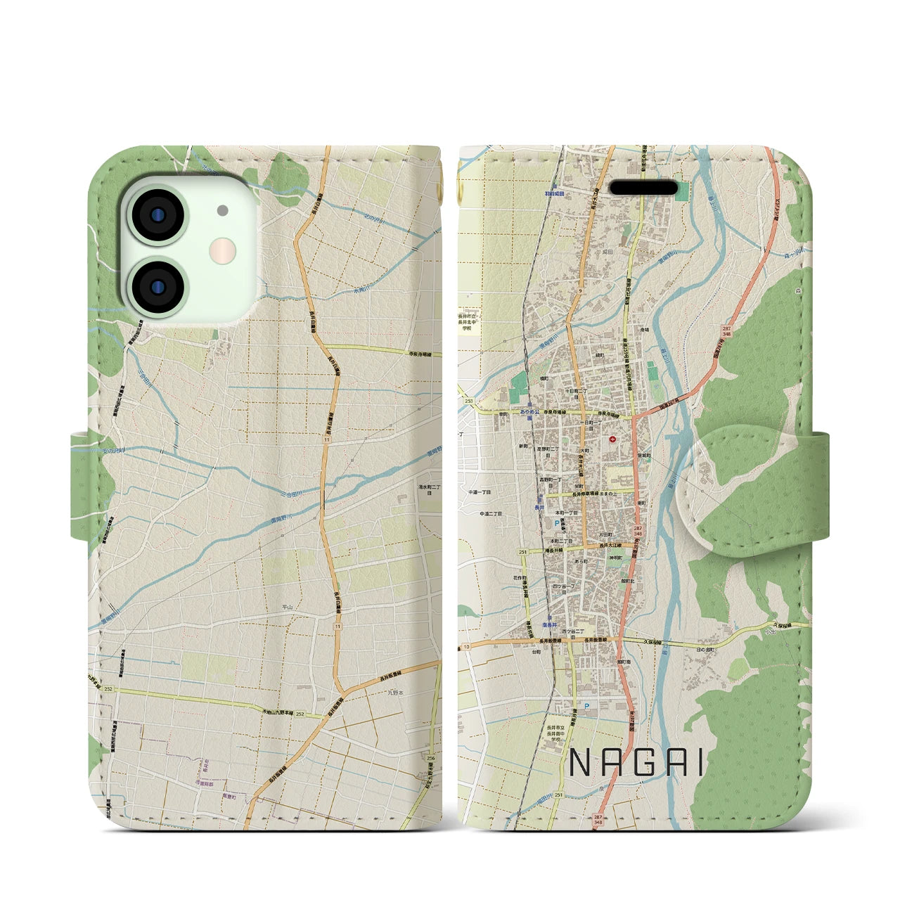 【長井（山形県）】地図柄iPhoneケース（手帳タイプ）