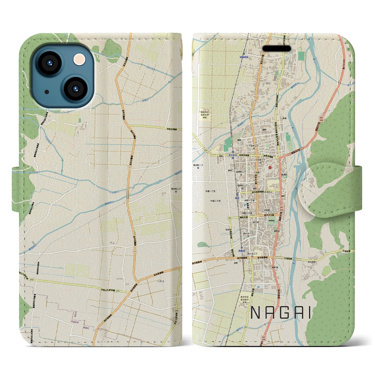 【長井（山形県）】地図柄iPhoneケース（手帳タイプ）