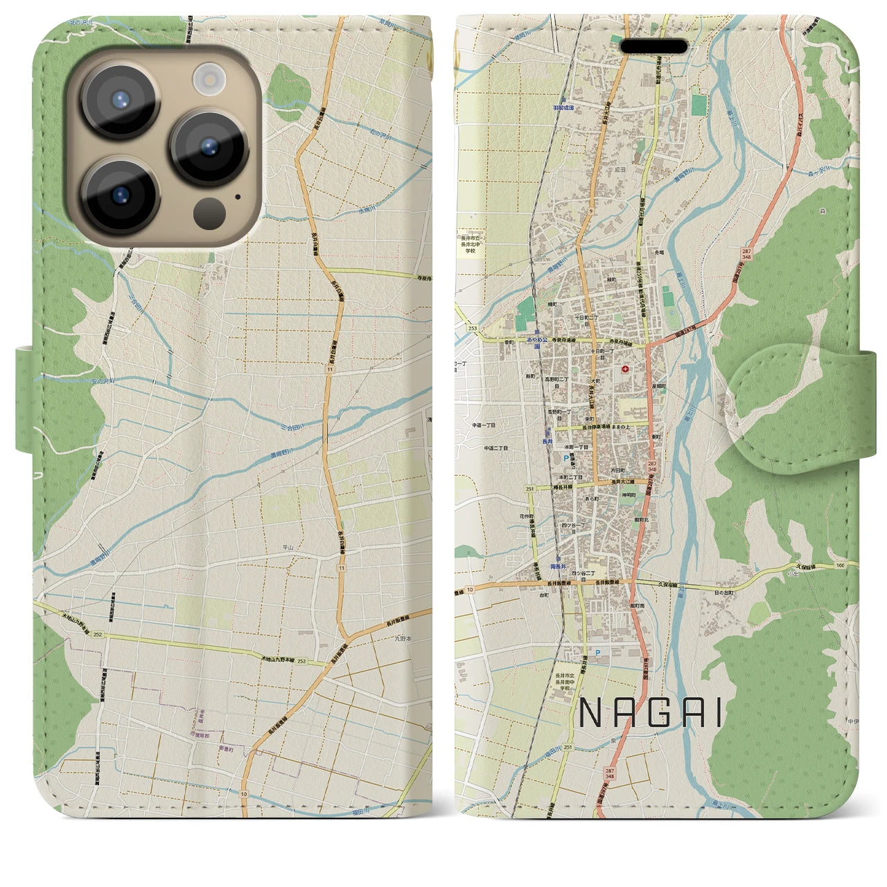 【長井（山形県）】地図柄iPhoneケース（手帳タイプ）