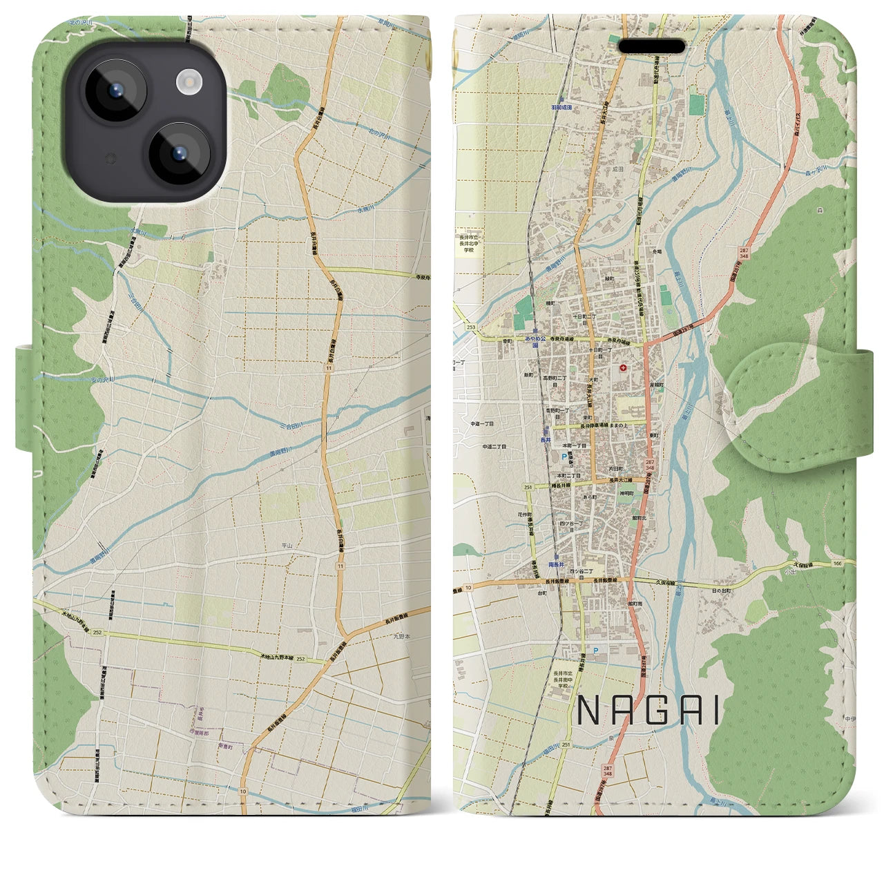 【長井（山形県）】地図柄iPhoneケース（手帳タイプ）