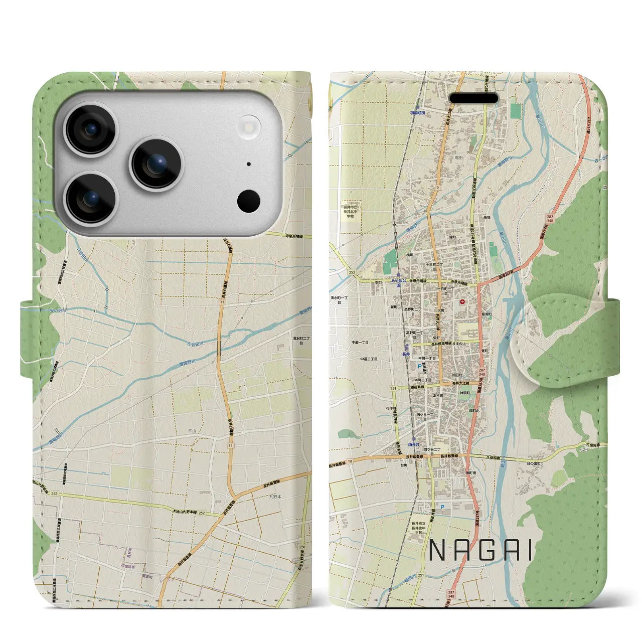 【長井（山形県）】地図柄iPhoneケース（手帳タイプ）