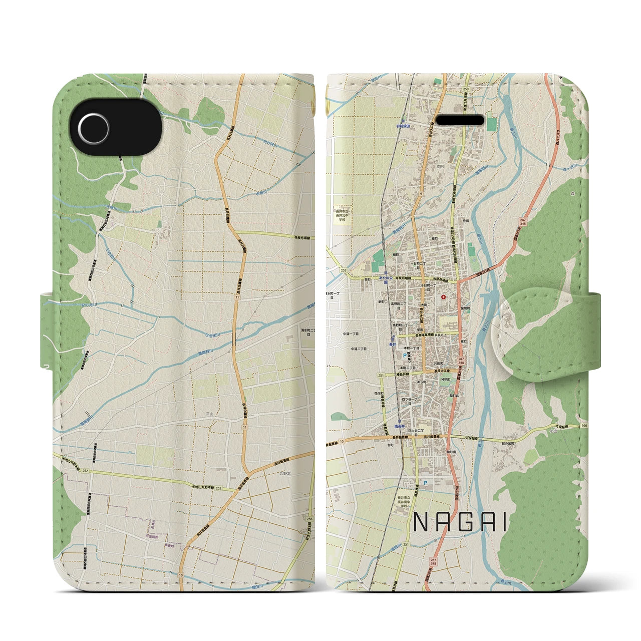 【長井（山形県）】地図柄iPhoneケース（手帳タイプ）