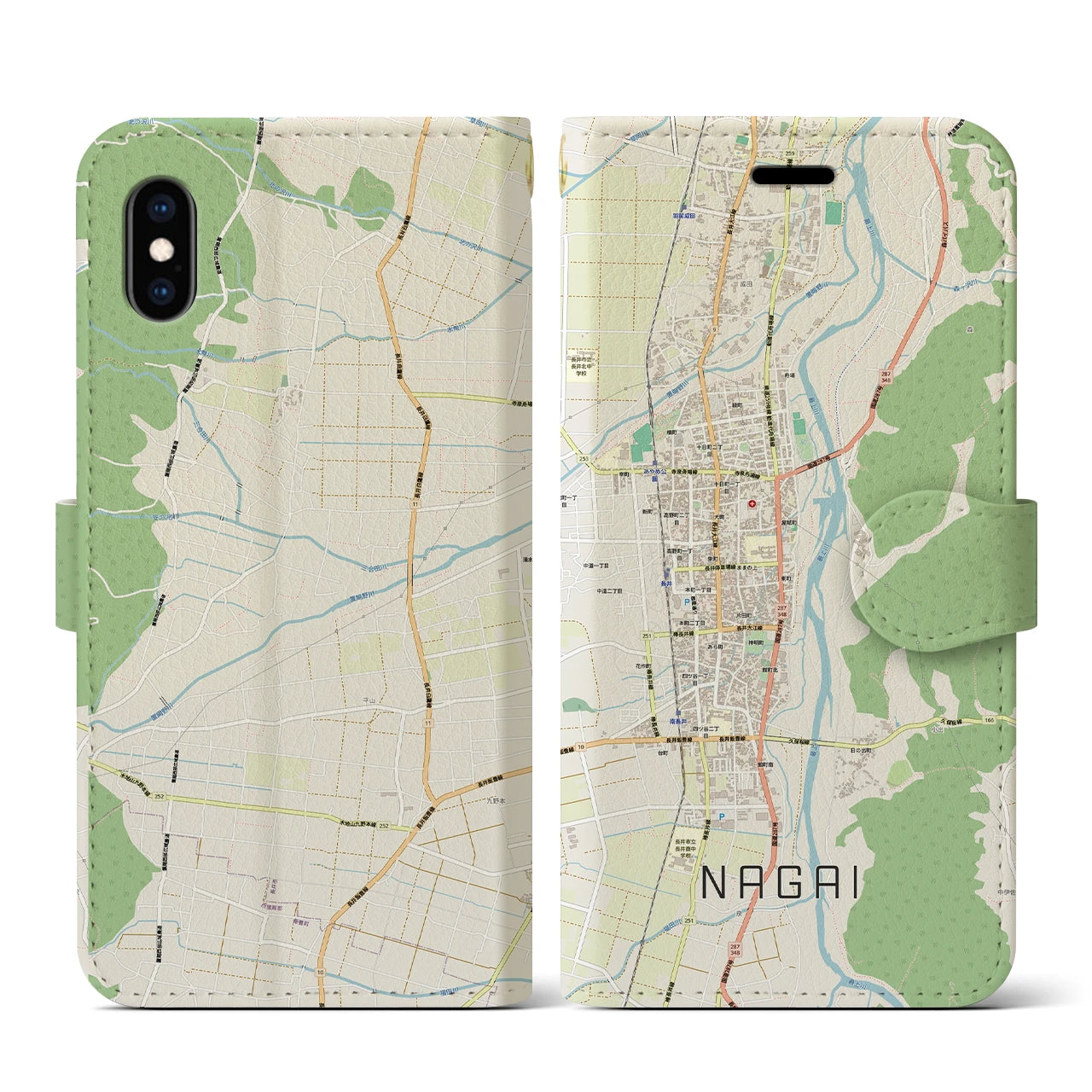 【長井（山形県）】地図柄iPhoneケース（手帳タイプ）