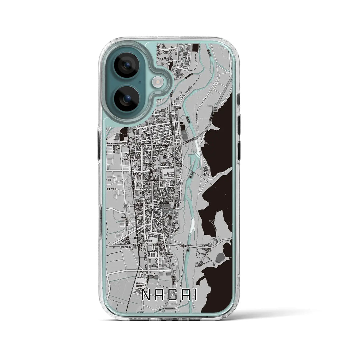 【長井(山形県)】地図柄iPhoneケース(MagSafeタイプ)モノトーン・iPhone 16 Pro 用