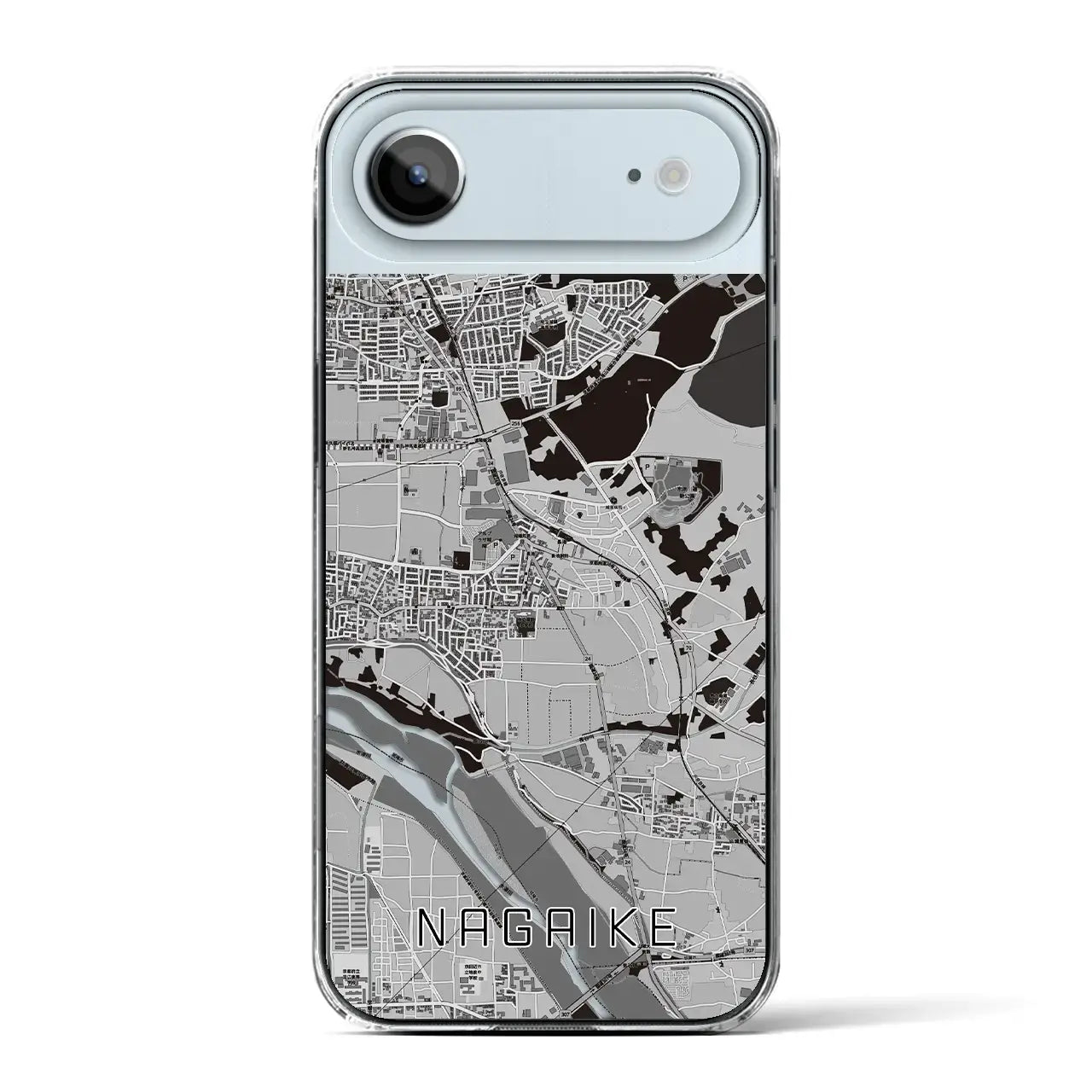 【長池（京都府）】地図柄iPhoneケース（クリアタイプ）モノトーン・iPhone 17 Pro Max 用