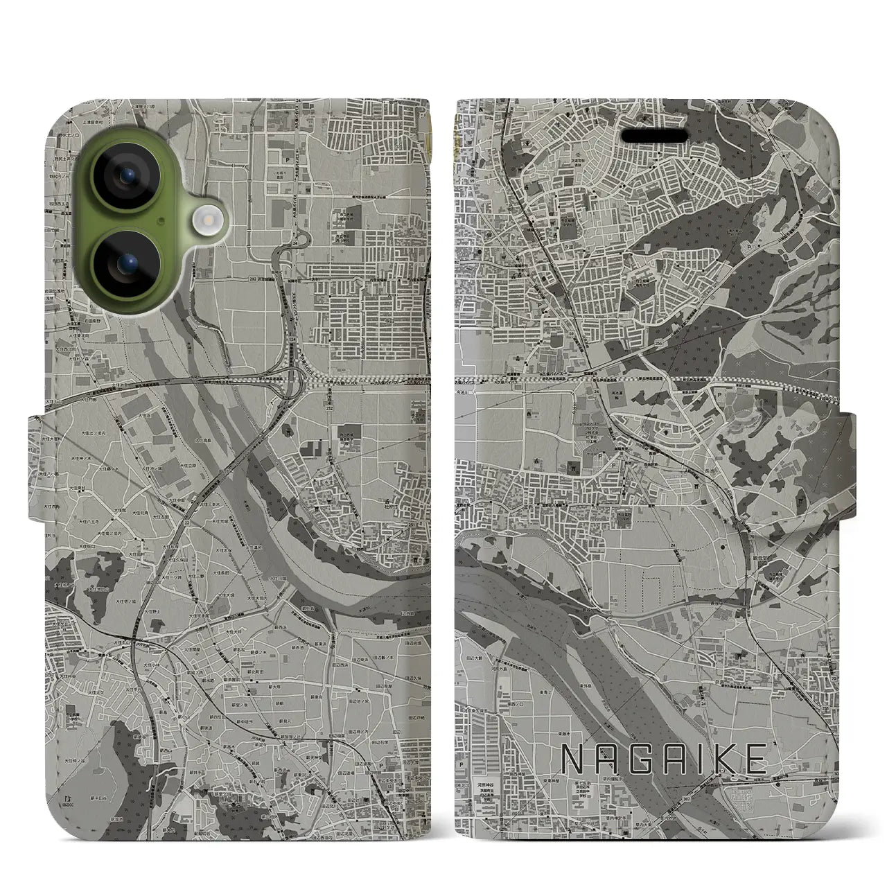 【長池（京都府）】地図柄iPhoneケース（手帳タイプ）