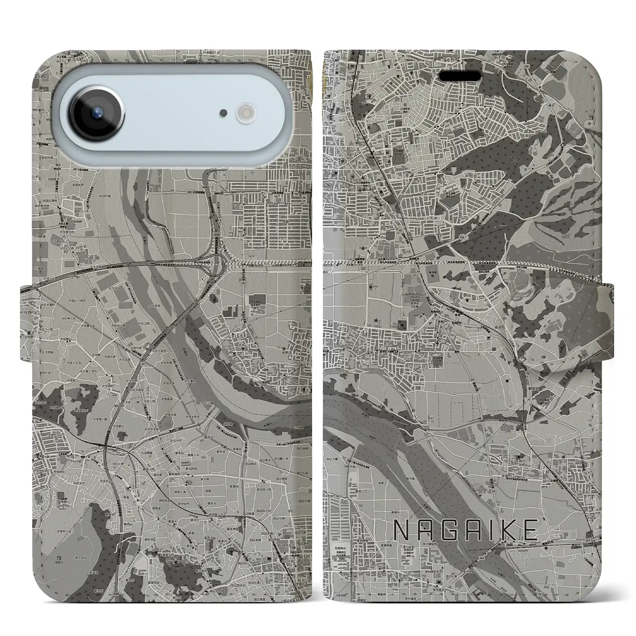 【長池（京都府）】地図柄iPhoneケース（手帳タイプ）