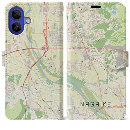 【長池（京都府）】地図柄iPhoneケース（手帳タイプ）ナチュラル・iPhone 16 Pro Max 用