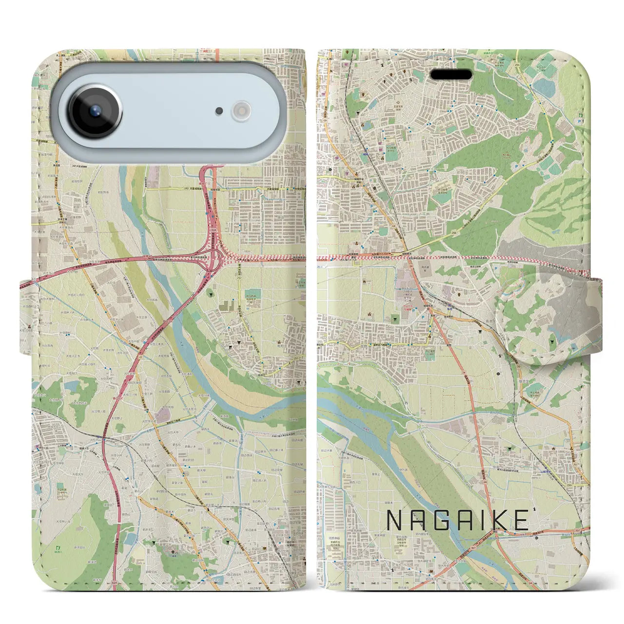 【長池（京都府）】地図柄iPhoneケース（手帳タイプ）