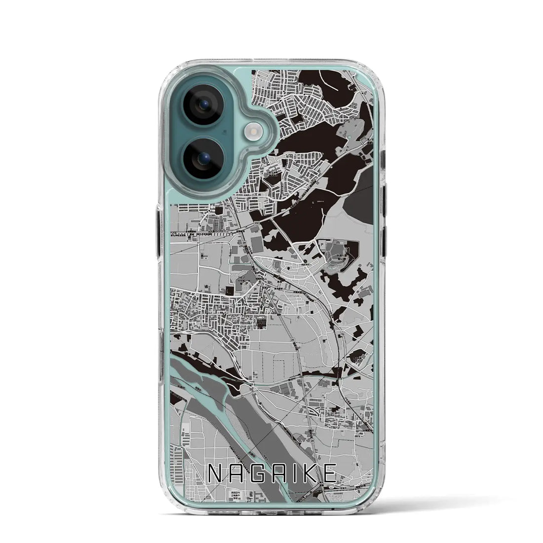 【長池(京都府)】地図柄iPhoneケース(MagSafeタイプ)モノトーン・iPhone 16 Pro 用