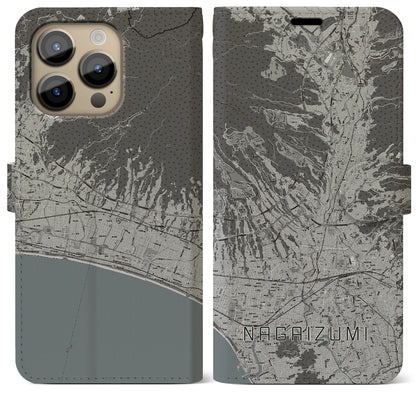 【長泉（静岡県）】地図柄iPhoneケース（手帳タイプ）モノトーン・iPhone 14 Pro Max 用