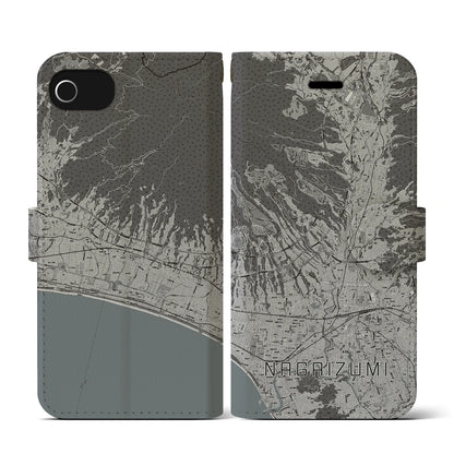 【長泉（静岡県）】地図柄iPhoneケース（手帳タイプ）モノトーン・iPhone SE（第3 / 第2世代） / 8 / 7 / 6s / 6 用