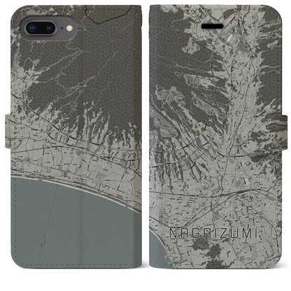 【長泉（静岡県）】地図柄iPhoneケース（手帳タイプ）モノトーン・iPhone 8Plus /7Plus / 6sPlus / 6Plus 用