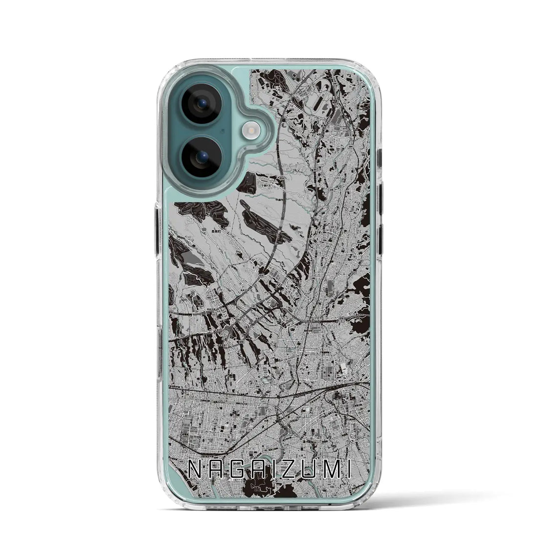 【長泉(静岡県)】地図柄iPhoneケース(MagSafeタイプ)モノトーン・iPhone 16 Pro 用