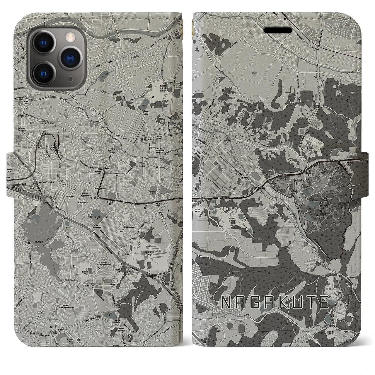 【長久手（愛知県）】地図柄iPhoneケース（手帳タイプ）