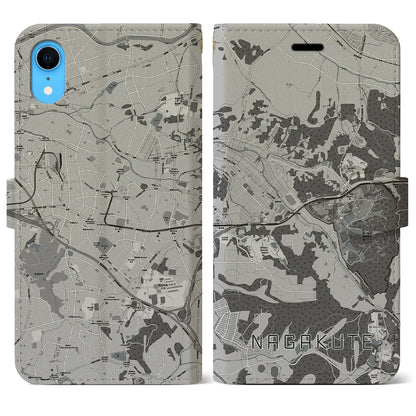 【長久手（愛知県）】地図柄iPhoneケース（手帳タイプ）モノトーン・iPhone XR 用