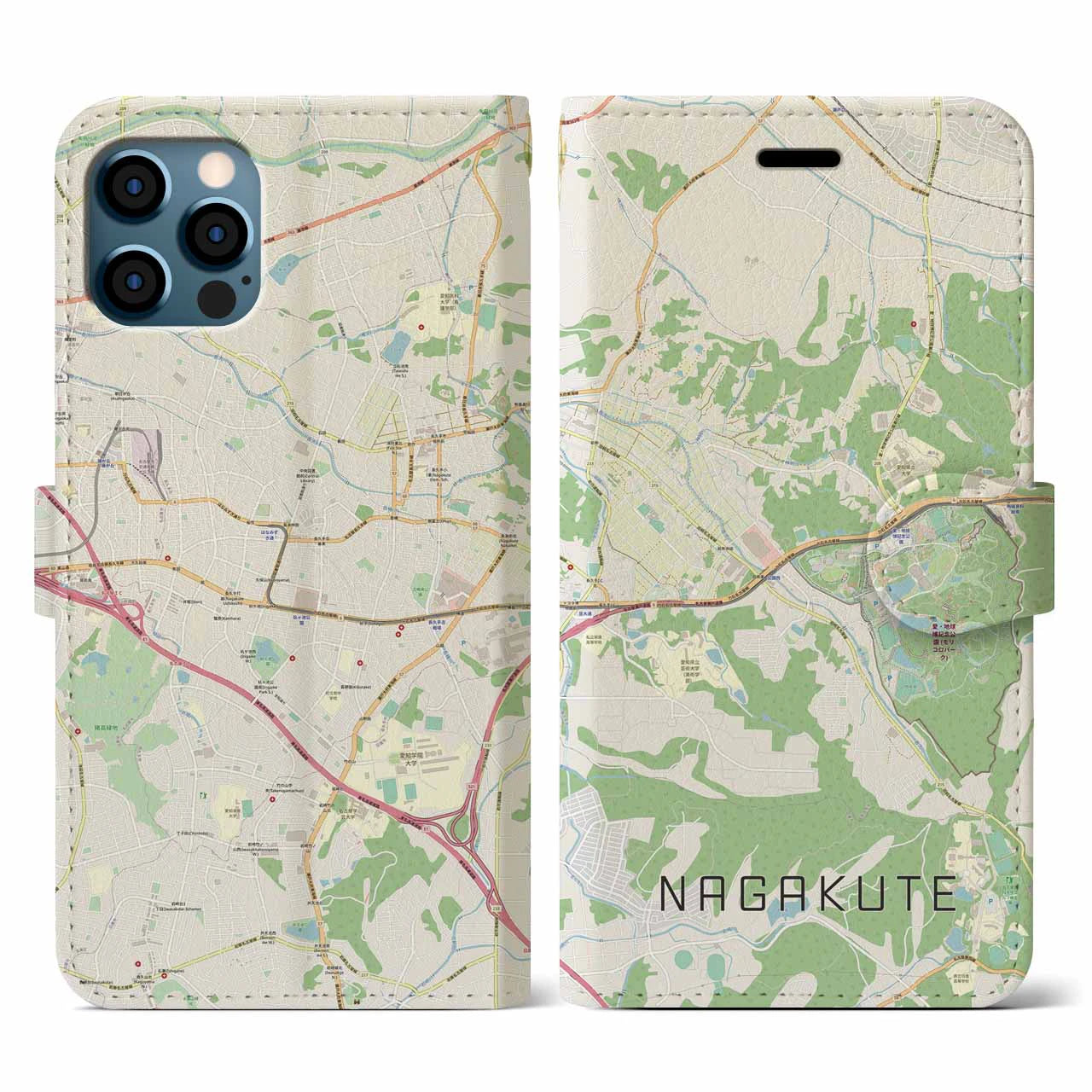 【長久手（愛知県）】地図柄iPhoneケース（手帳タイプ）