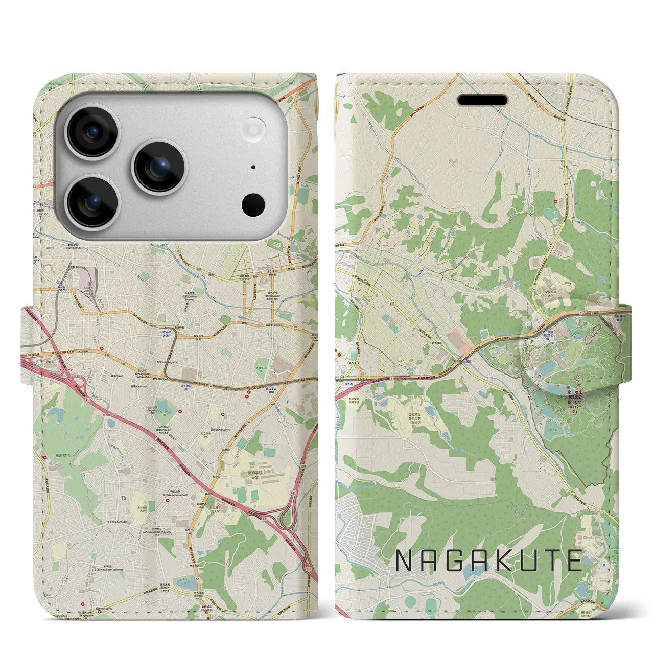 【長久手（愛知県）】地図柄iPhoneケース（手帳タイプ）