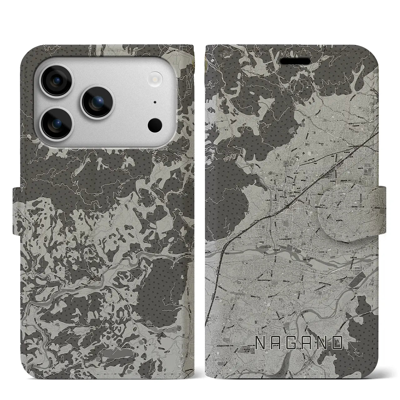 【長野（長野県）】地図柄iPhoneケース（手帳タイプ）