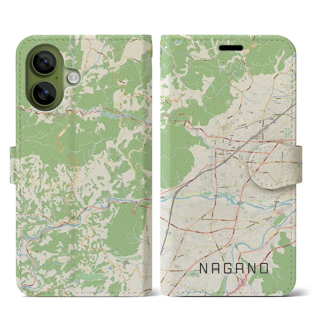 【長野(長野県)】地図柄iPhoneケース(手帳タイプ)モノトーン・iPhone 17 Pro Max 用