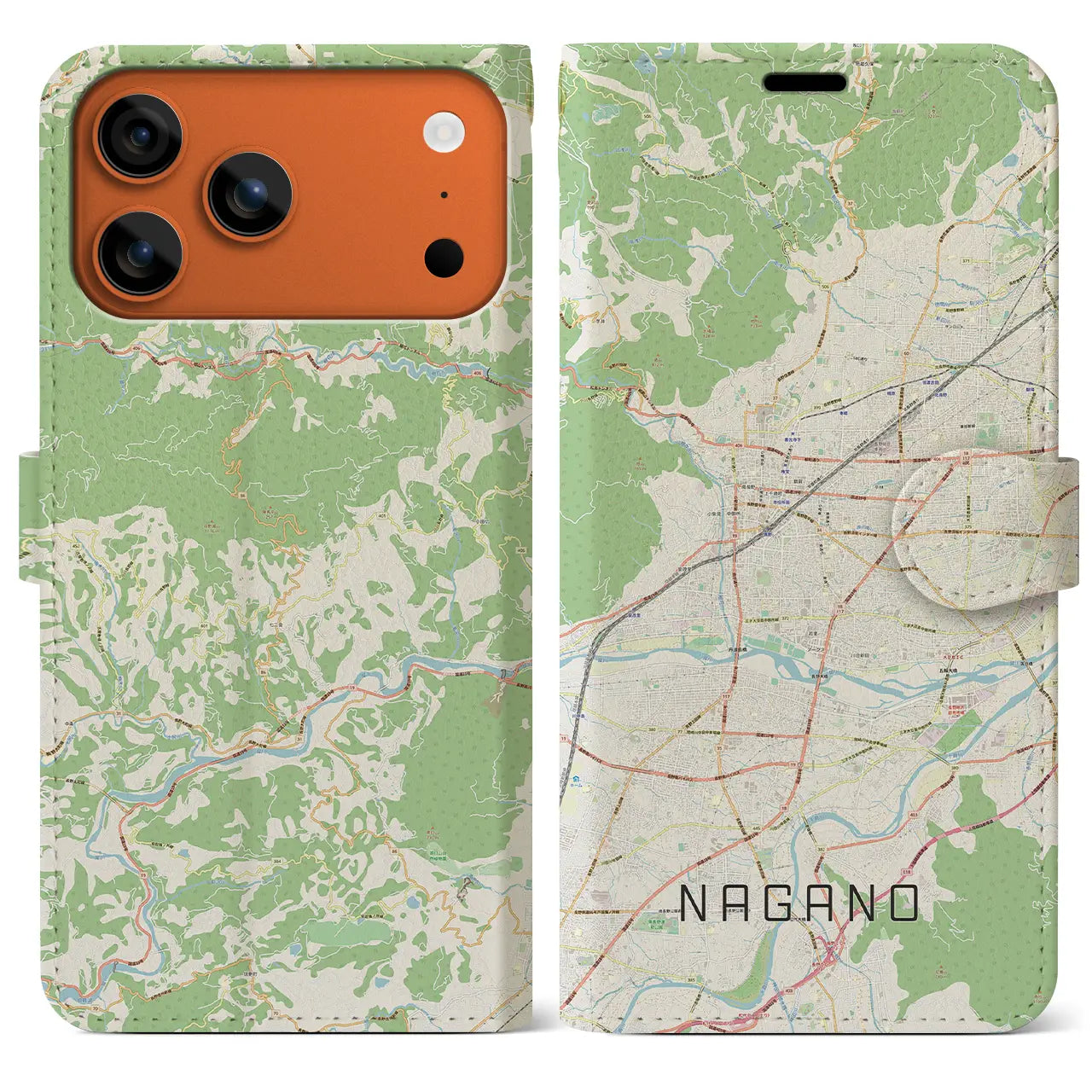 【長野（長野県）】地図柄iPhoneケース（手帳タイプ）