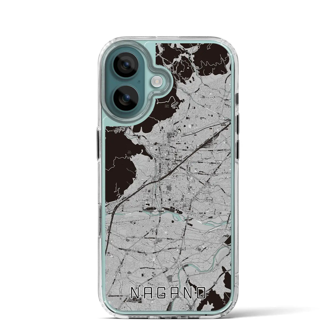 【長野（長野県）】地図柄iPhoneケース（MagSafeタイプ）モノトーン・iPhone 16 Pro 用