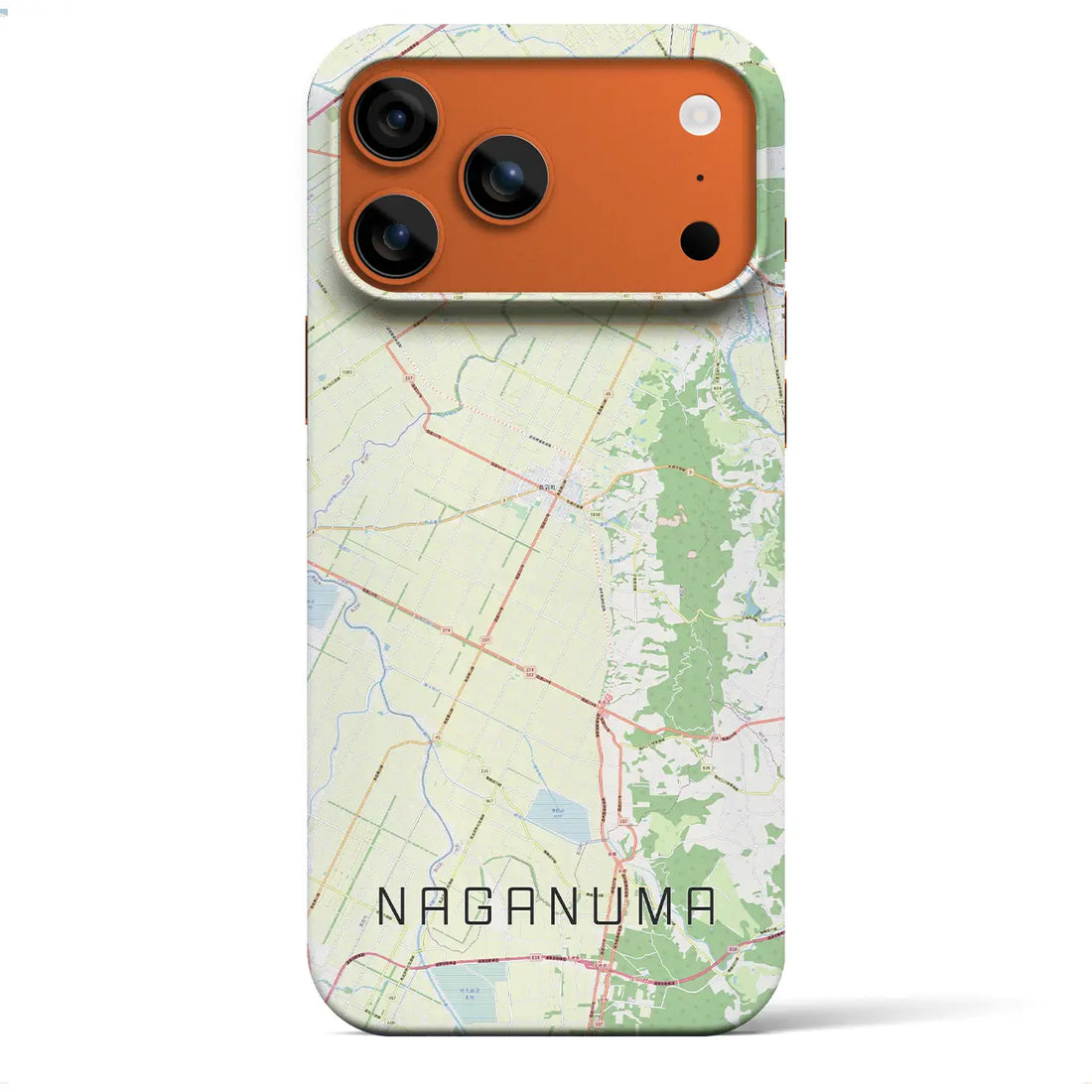 【長沼（北海道）】地図柄iPhoneケース（バックカバータイプ）ブラック・iPhone 17 Pro Max 用