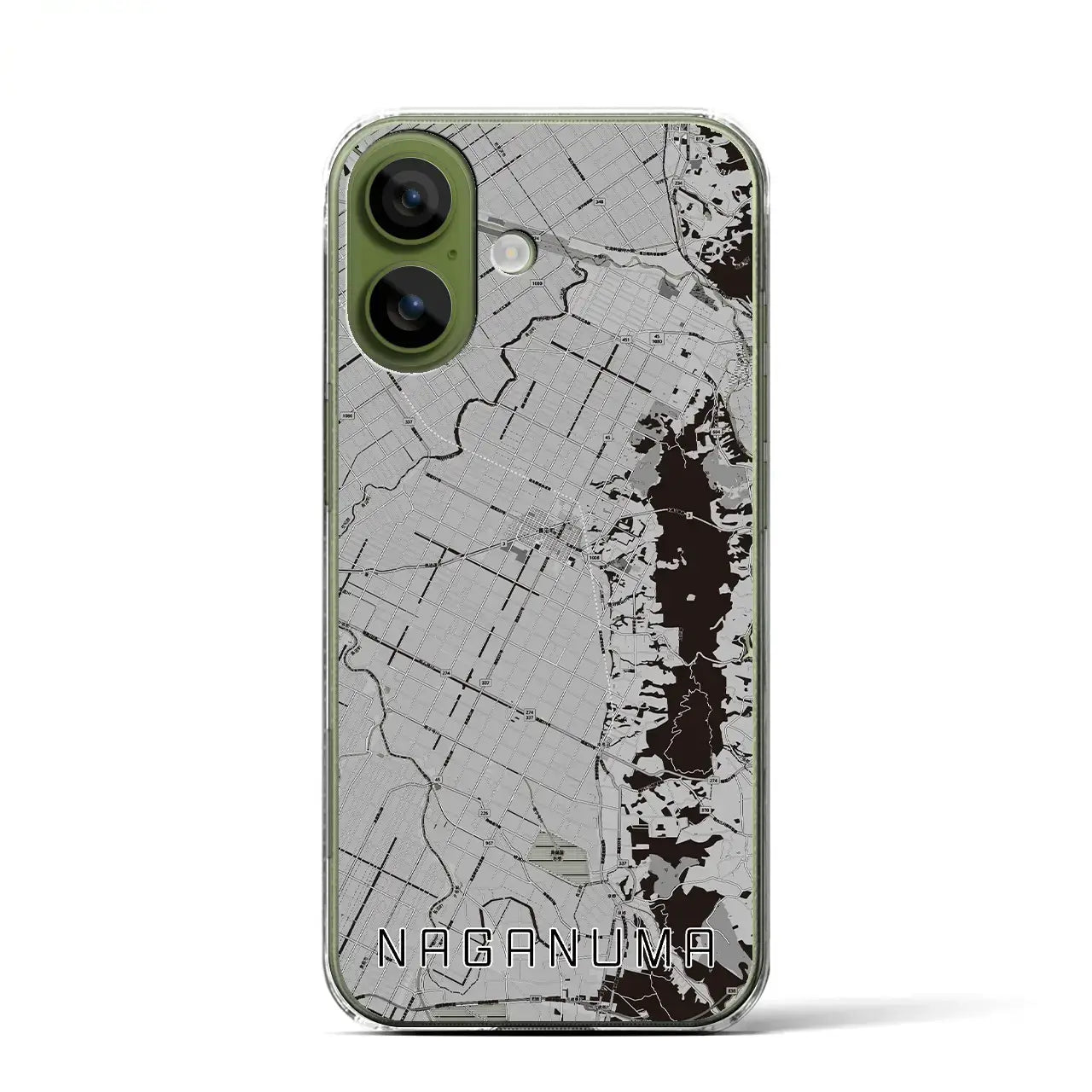 【長沼（北海道）】地図柄iPhoneケース（クリアタイプ）モノトーン・iPhone 17 Pro Max 用