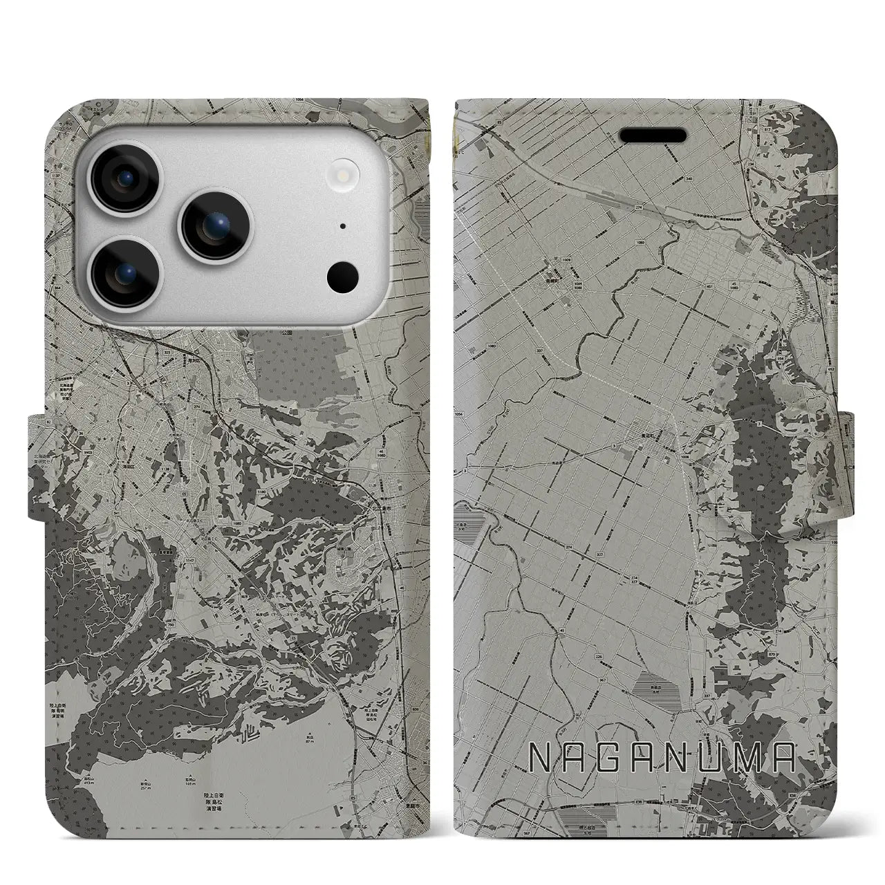 【長沼（北海道）】地図柄iPhoneケース（手帳タイプ）