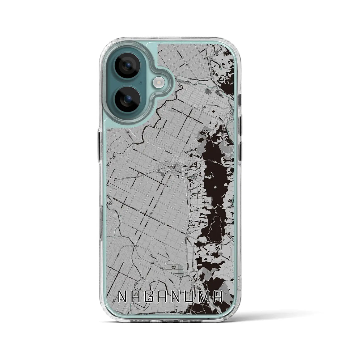 【長沼（北海道）】地図柄iPhoneケース（MagSafeタイプ）モノトーン・iPhone 16 Pro 用