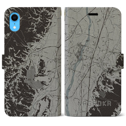 【長岡（新潟県）】地図柄iPhoneケース（手帳タイプ）モノトーン・iPhone XR 用