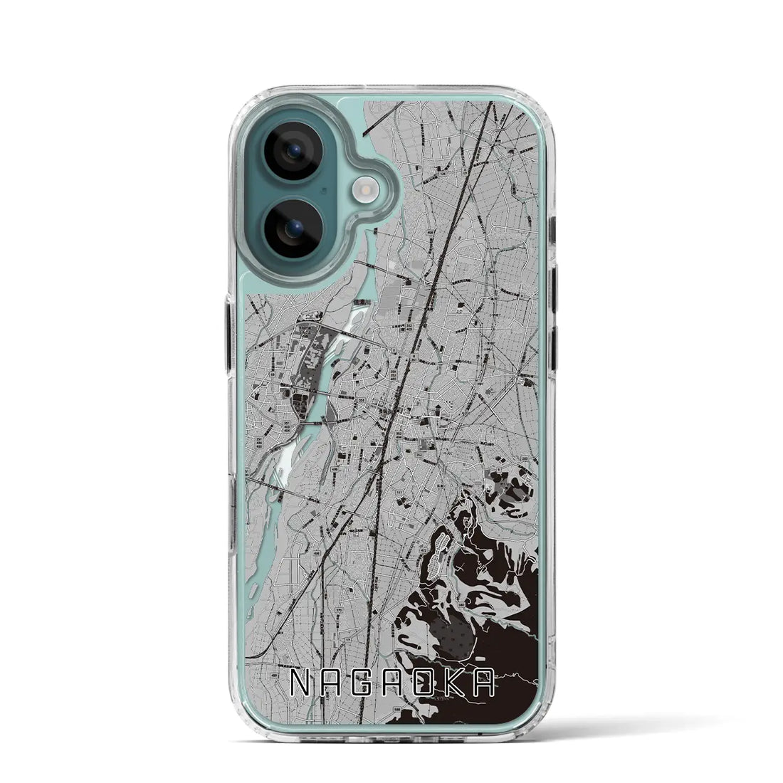 【長岡(新潟県)】地図柄iPhoneケース(MagSafeタイプ)モノトーン・iPhone 16 Pro 用