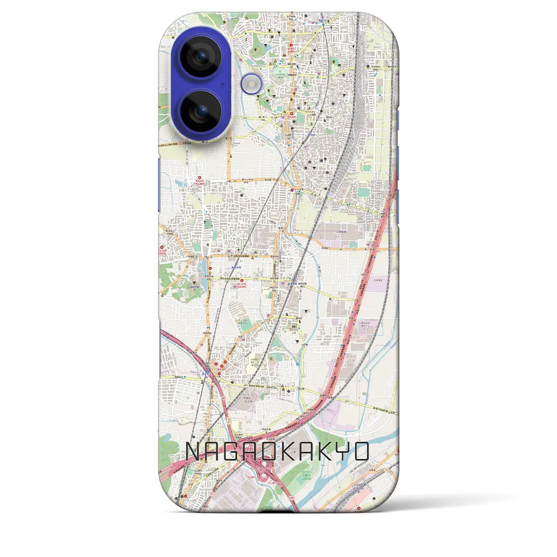 【長岡京(京都府)】地図柄iPhoneケース(バックカバータイプ)ナチュラル・iPhone 16 Pro Max 用