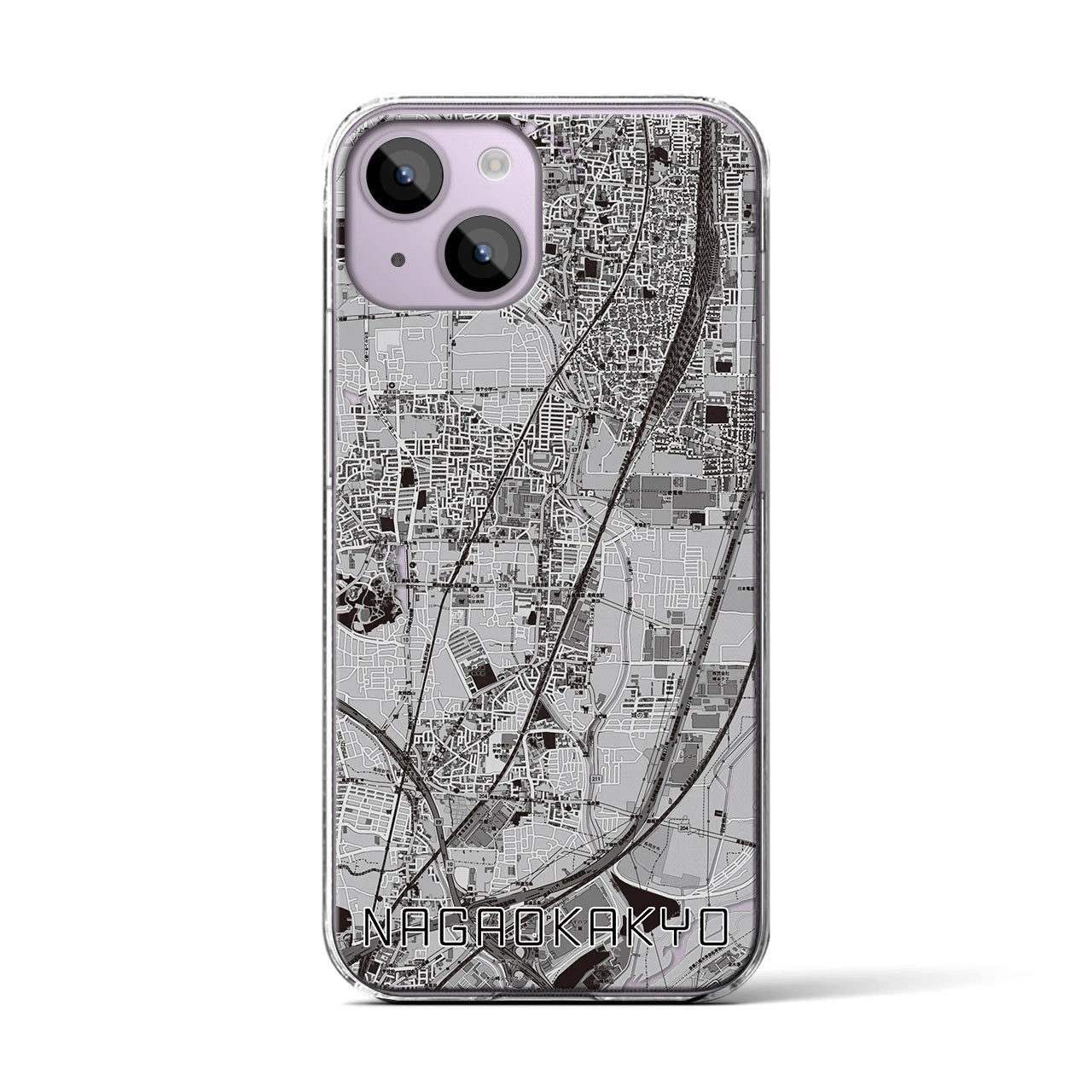 【長岡京（京都府）】地図柄iPhoneケース（クリアタイプ）