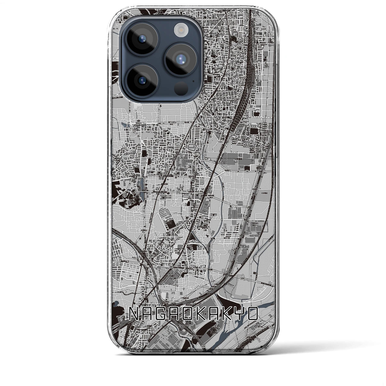【長岡京（京都府）】地図柄iPhoneケース（クリアタイプ）